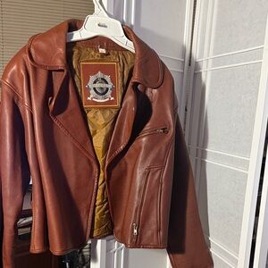 Brown Leather Jacket - Classic Women's Coat